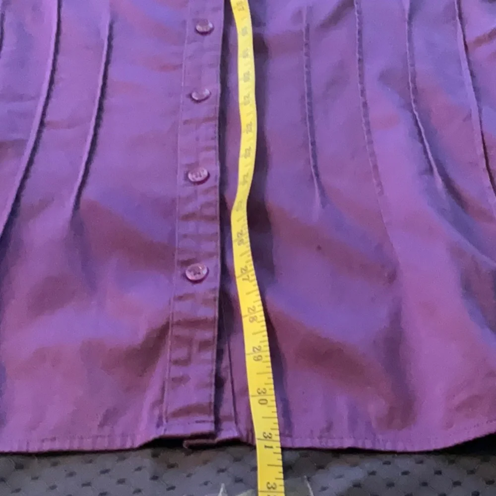 Deep Purple Long Sleeve Button Down Top, 3X - Picture 9 of 9